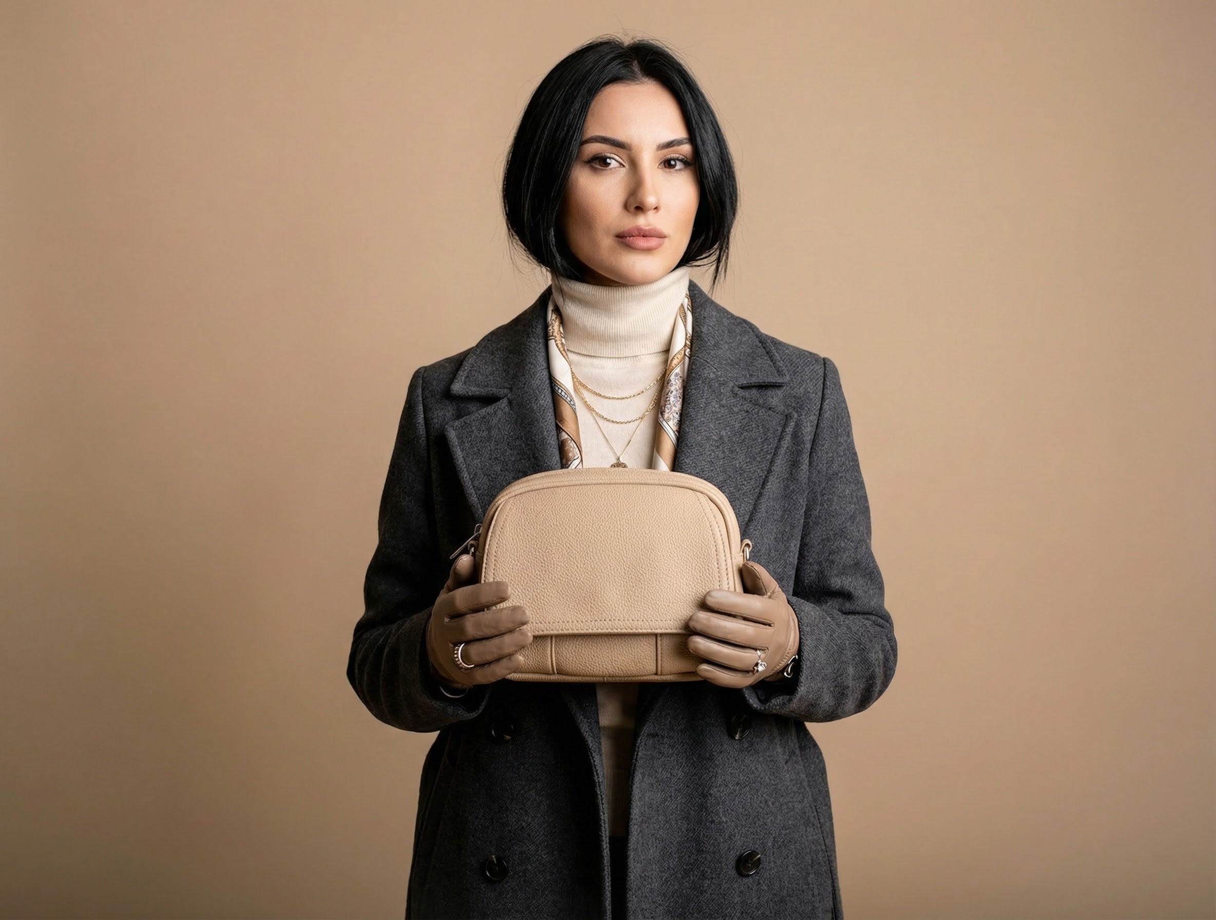 Elegantní béžová dámská crossbody kabelka Lea s nastavitelným popruhem