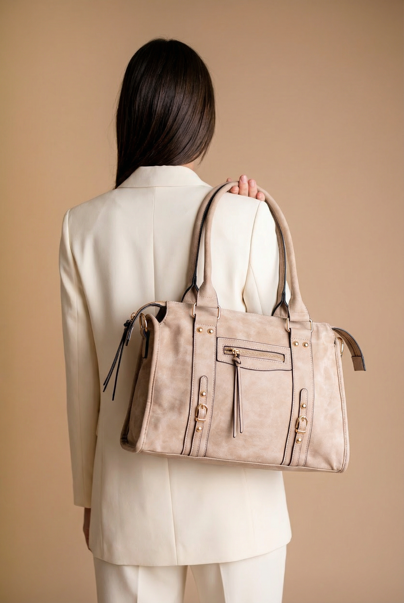 Dámská syntetická kabelka přes rameno Denisa s vnějšími kapsami