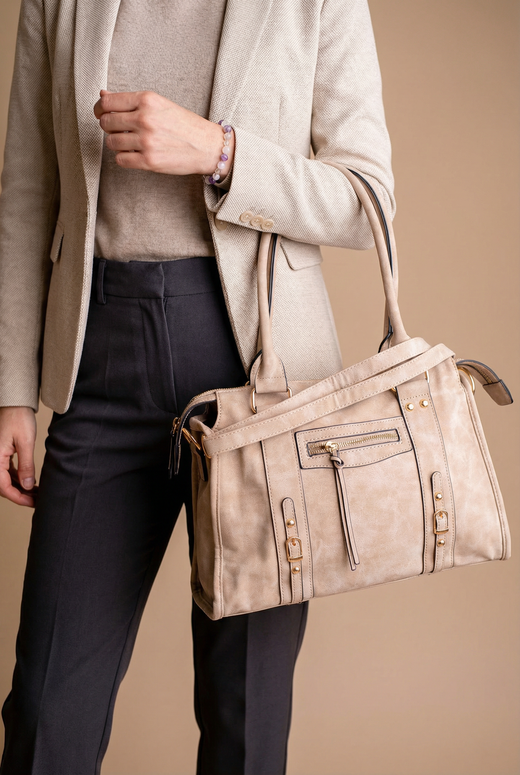 Dámská syntetická kabelka přes rameno Denisa s vnějšími kapsami