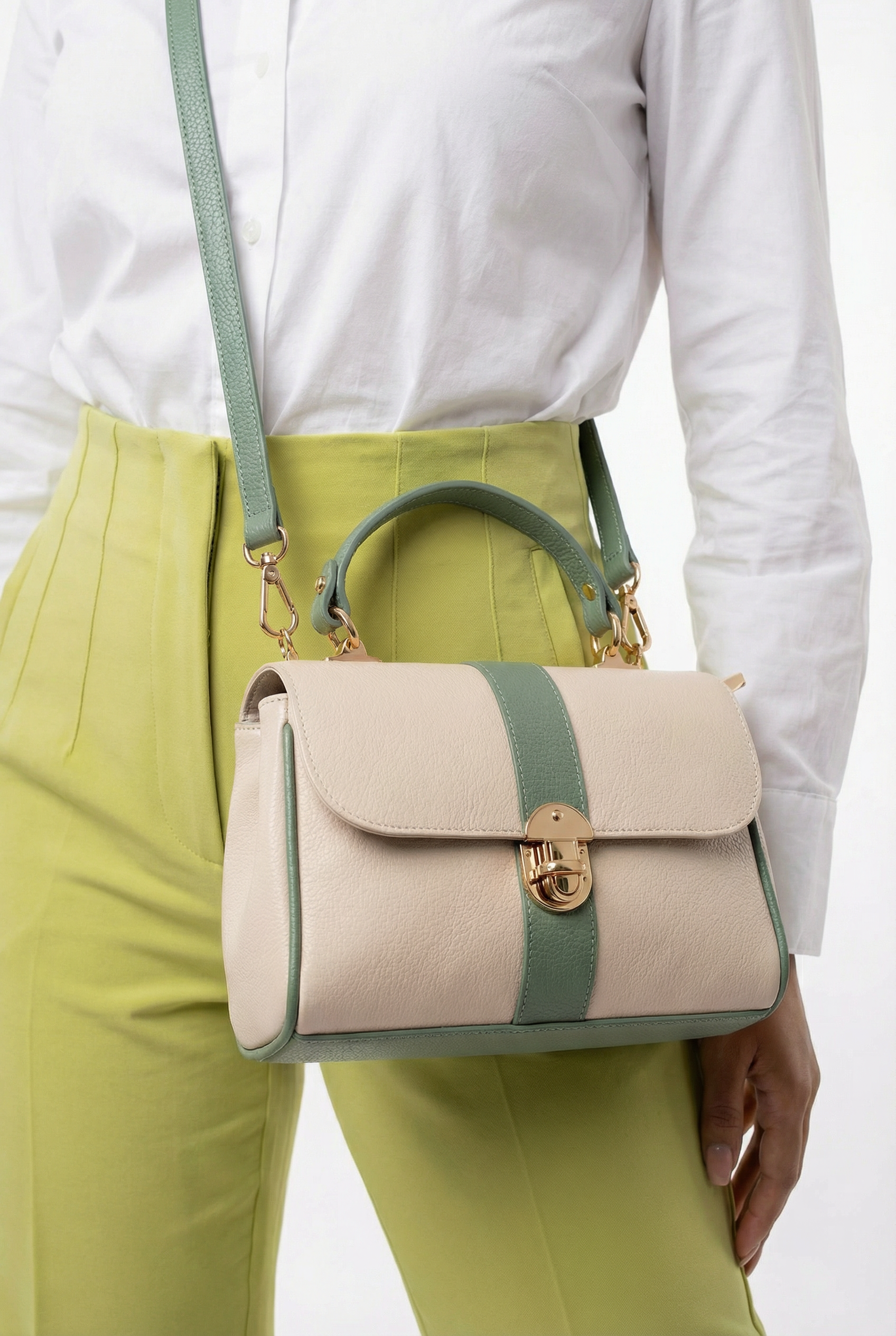 Dámská italská kožená kabelka Ivana do ruky se dvěma kapsami na zip