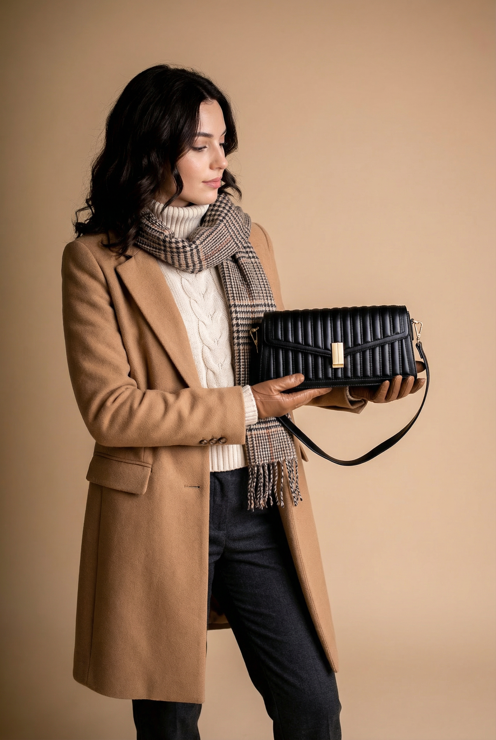 Kabelka Vendula – Černá elegantní kožená kabelka